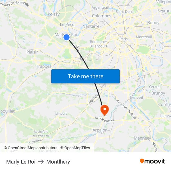 Marly-Le-Roi to Montlhery map