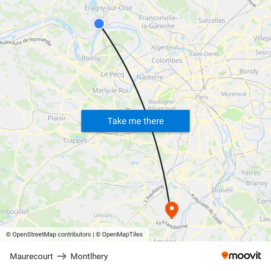 Maurecourt to Montlhery map