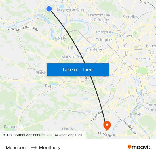 Menucourt to Montlhery map