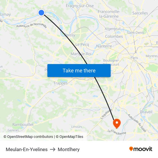 Meulan-En-Yvelines to Montlhery map