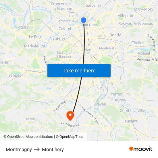Montmagny to Montlhery map