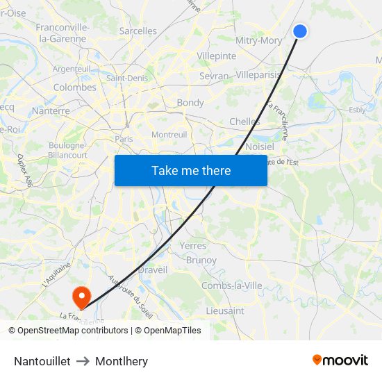 Nantouillet to Montlhery map