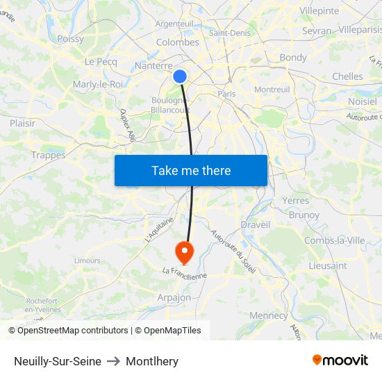 Neuilly-Sur-Seine to Montlhery map
