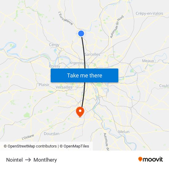 Nointel to Montlhery map