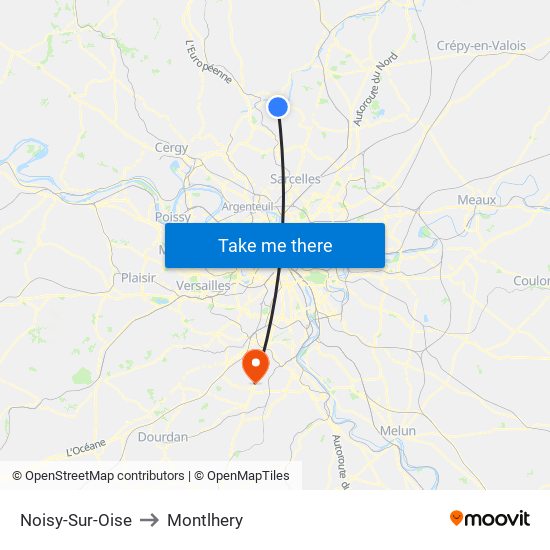 Noisy-Sur-Oise to Montlhery map