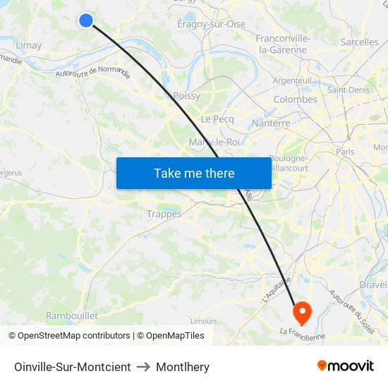 Oinville-Sur-Montcient to Montlhery map