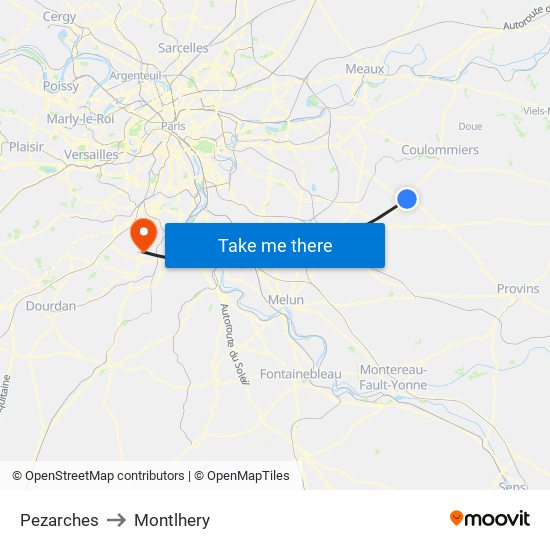 Pezarches to Montlhery map