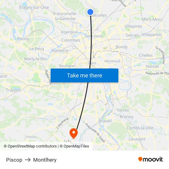 Piscop to Montlhery map