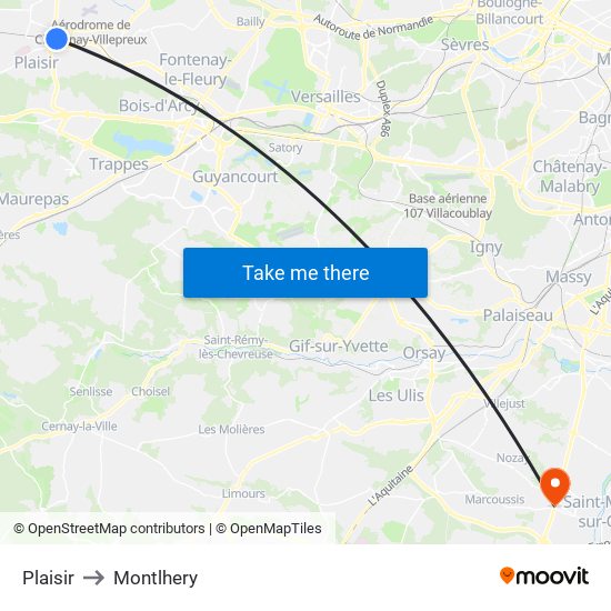Plaisir to Montlhery map