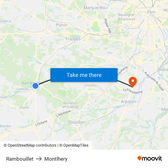 Rambouillet to Montlhery map