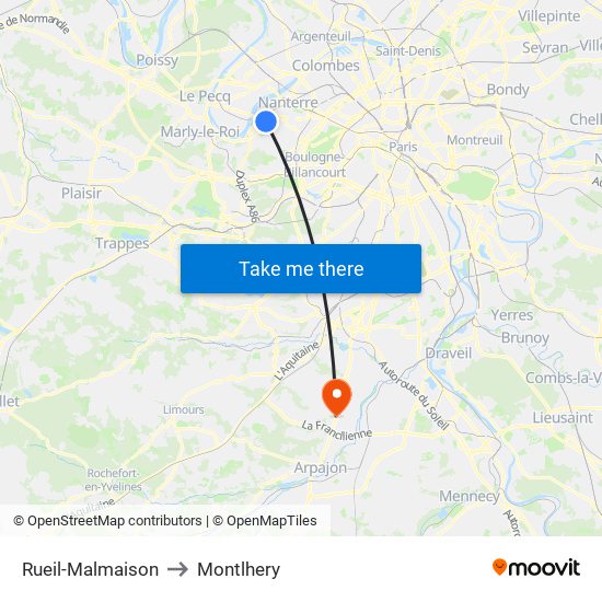 Rueil-Malmaison to Montlhery map