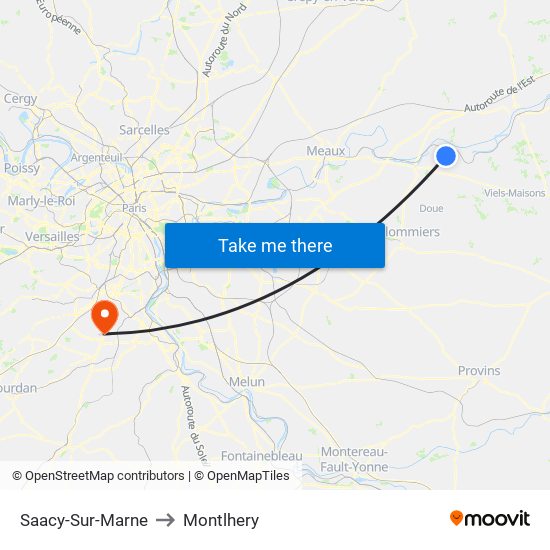 Saacy-Sur-Marne to Montlhery map