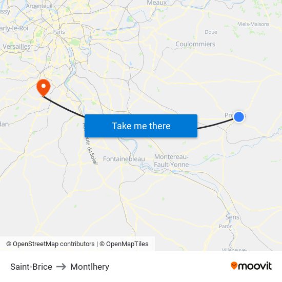 Saint-Brice to Montlhery map