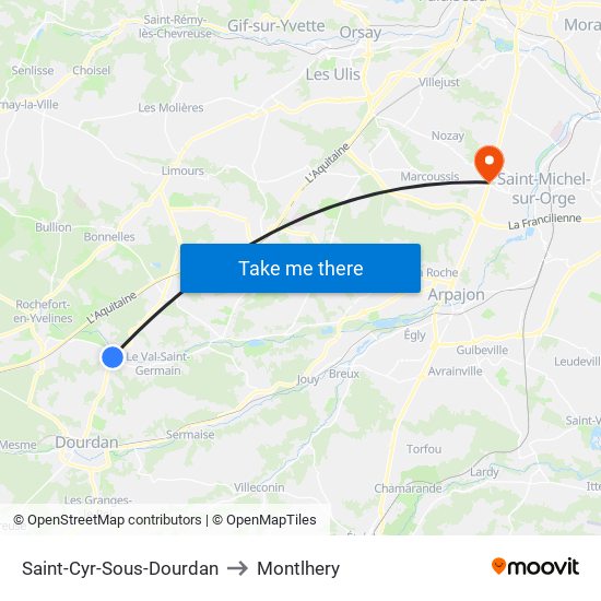 Saint-Cyr-Sous-Dourdan to Montlhery map