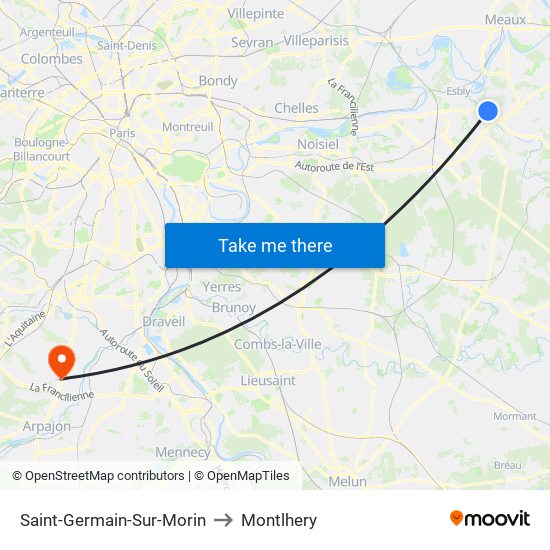 Saint-Germain-Sur-Morin to Montlhery map