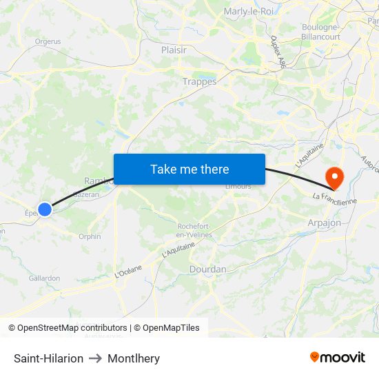 Saint-Hilarion to Montlhery map
