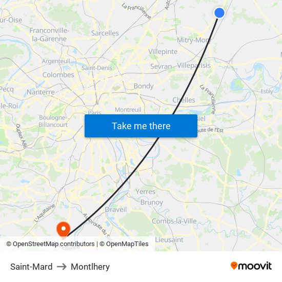 Saint-Mard to Montlhery map