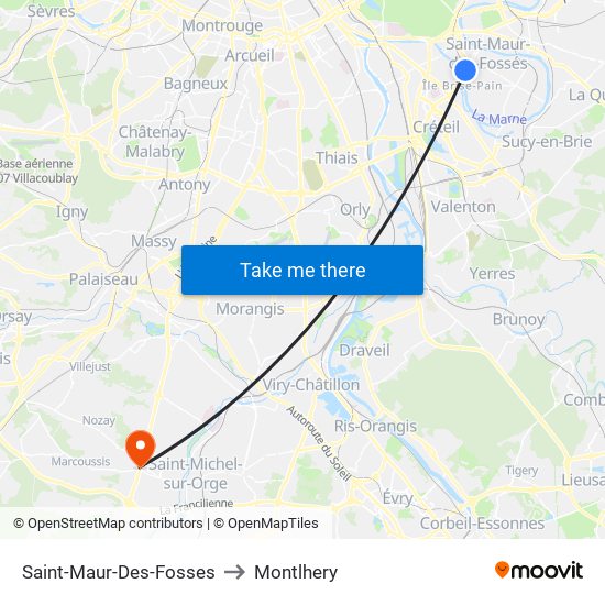 Saint-Maur-Des-Fosses to Montlhery map