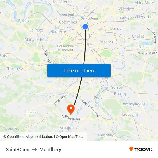 Saint-Ouen to Montlhery map