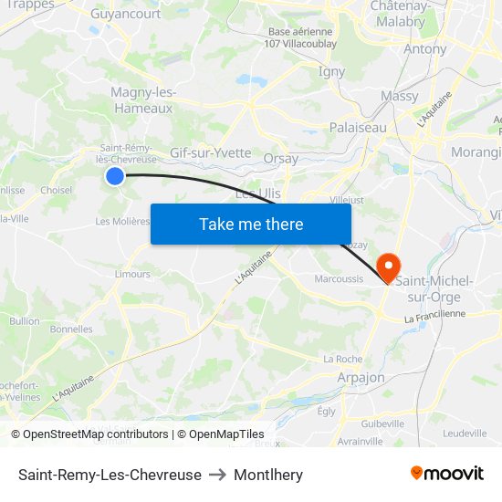 Saint-Remy-Les-Chevreuse to Montlhery map