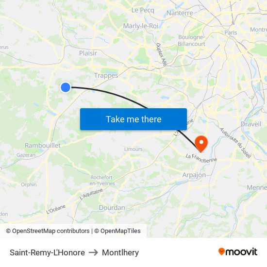 Saint-Remy-L'Honore to Montlhery map