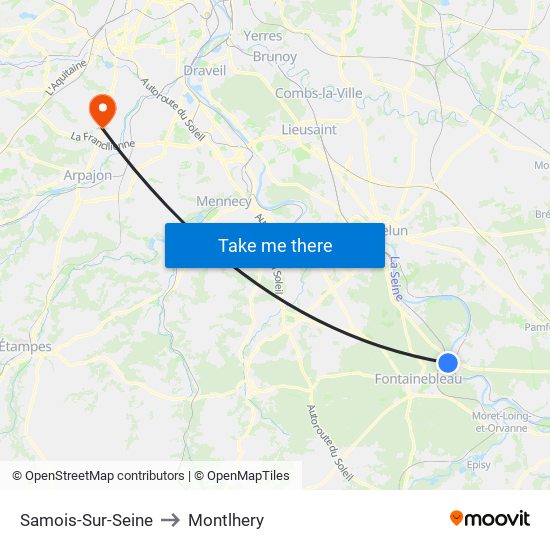 Samois-Sur-Seine to Montlhery map