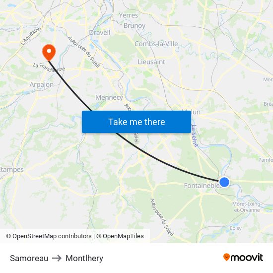 Samoreau to Montlhery map