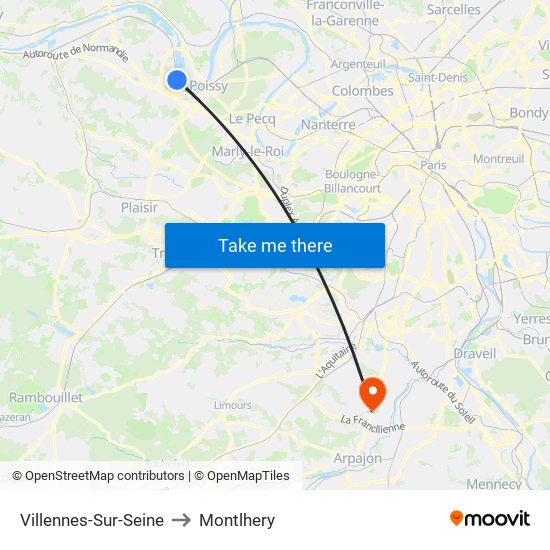 Villennes-Sur-Seine to Montlhery map