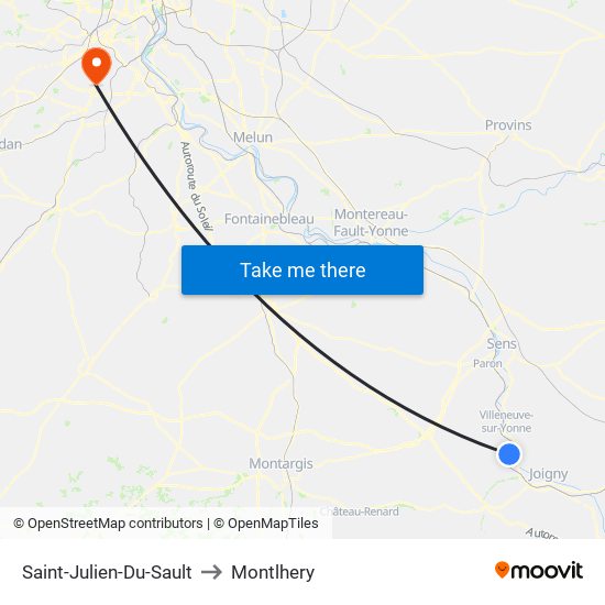 Saint-Julien-Du-Sault to Montlhery map