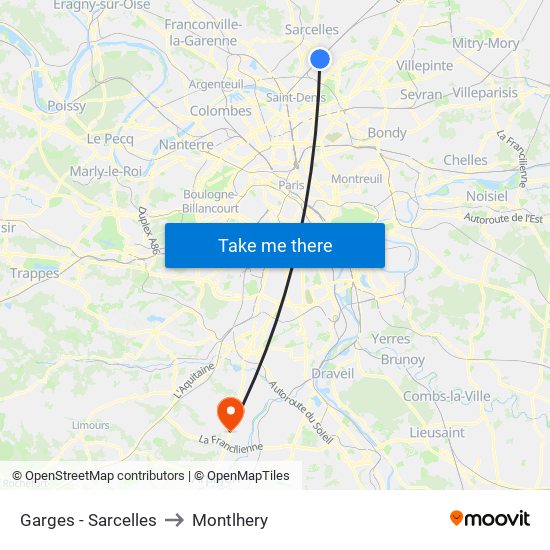 Garges - Sarcelles to Montlhery map