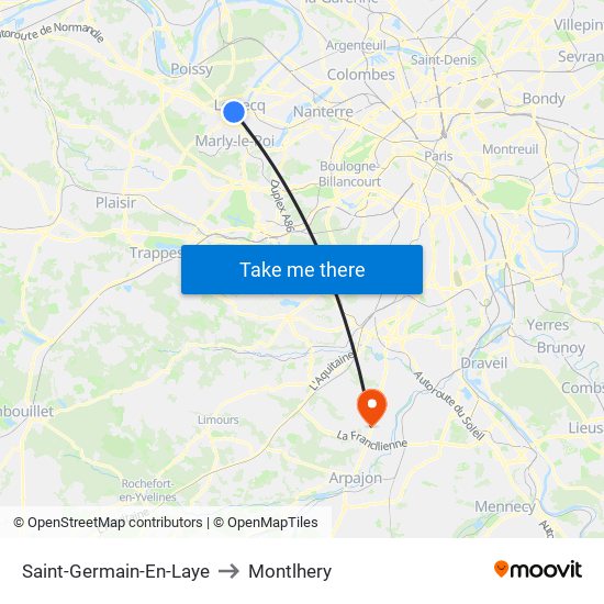 Saint-Germain-En-Laye to Montlhery map