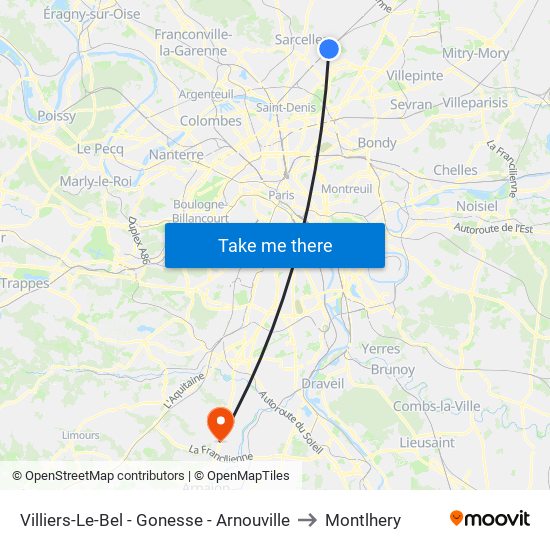 Villiers-Le-Bel - Gonesse - Arnouville to Montlhery map