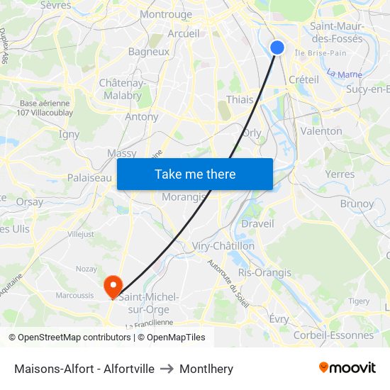 Maisons-Alfort - Alfortville to Montlhery map