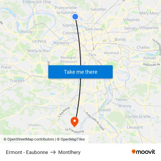 Ermont - Eaubonne to Montlhery map