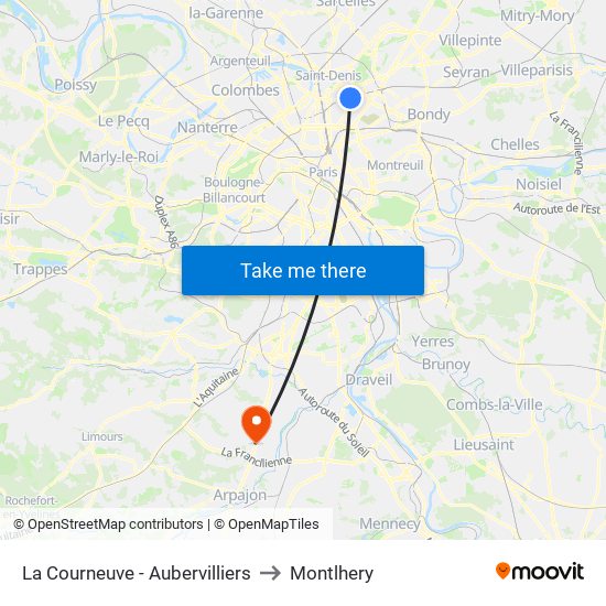 La Courneuve - Aubervilliers to Montlhery map