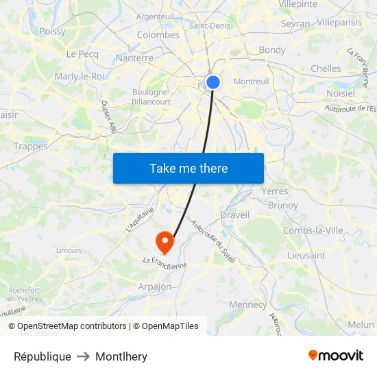 République to Montlhery map