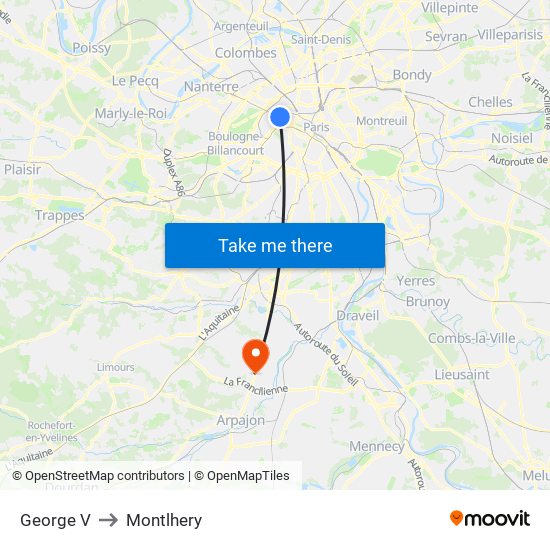 George V to Montlhery map