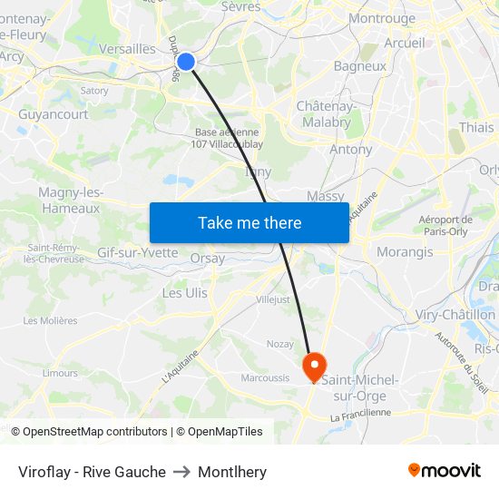 Viroflay - Rive Gauche to Montlhery map