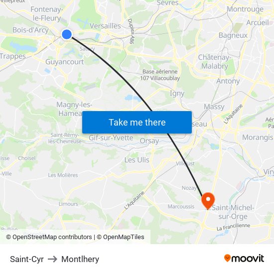 Saint-Cyr to Montlhery map