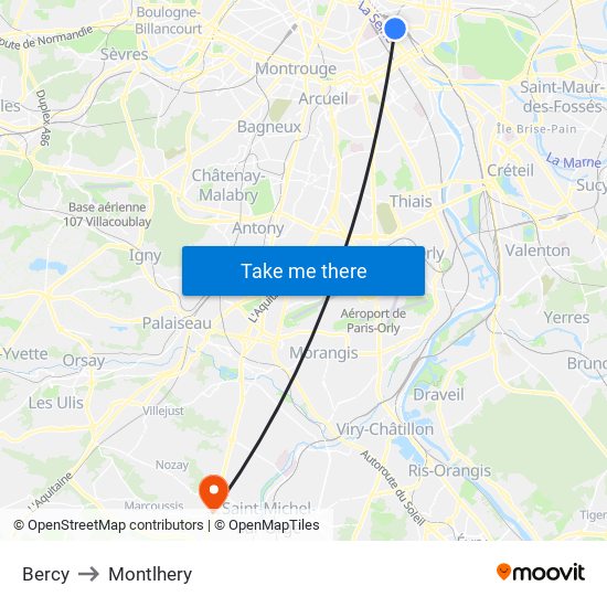 Bercy to Montlhery map