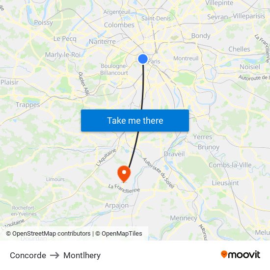 Concorde to Montlhery map