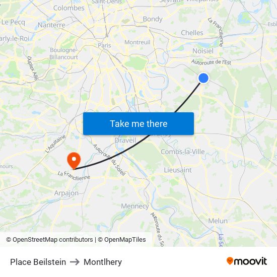 Place Beilstein to Montlhery map