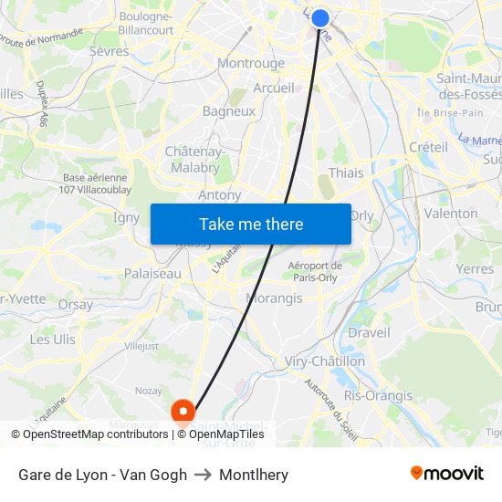 Gare de Lyon - Van Gogh to Montlhery map