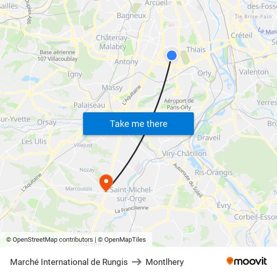 Marché International de Rungis to Montlhery map