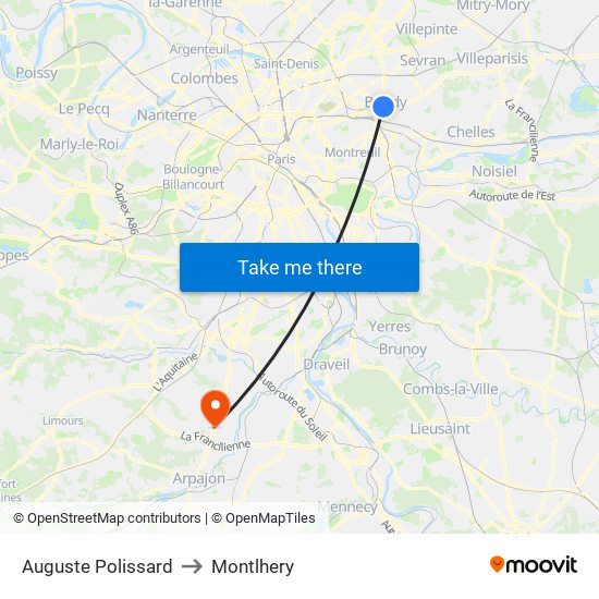 Auguste Polissard to Montlhery map