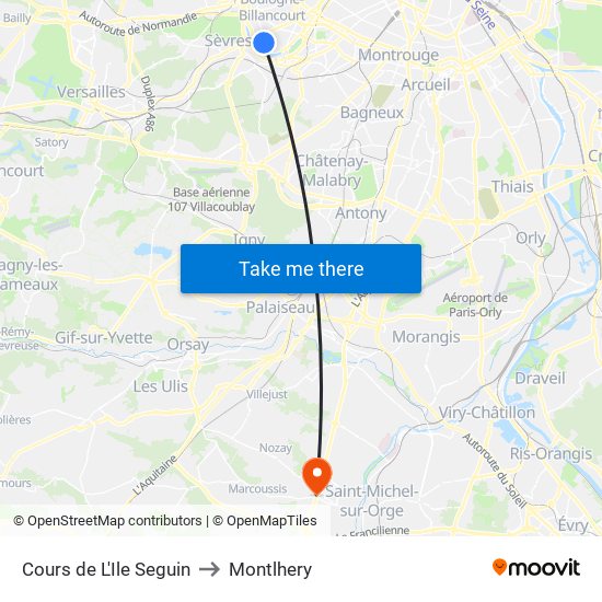 Cours de L'Ile Seguin to Montlhery map