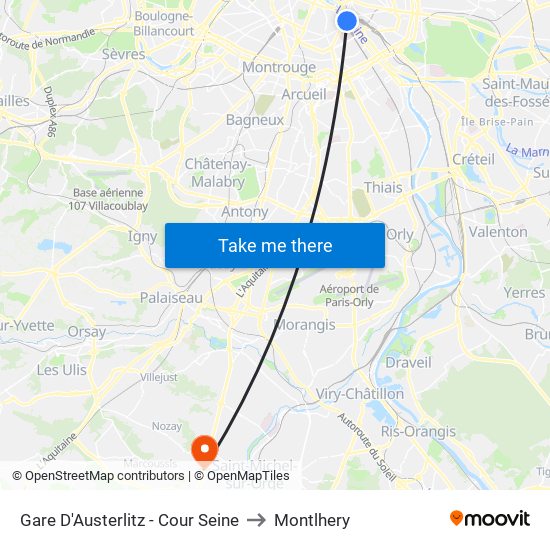 Gare D'Austerlitz - Cour Seine to Montlhery map