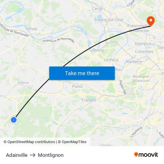 Adainville to Montlignon map