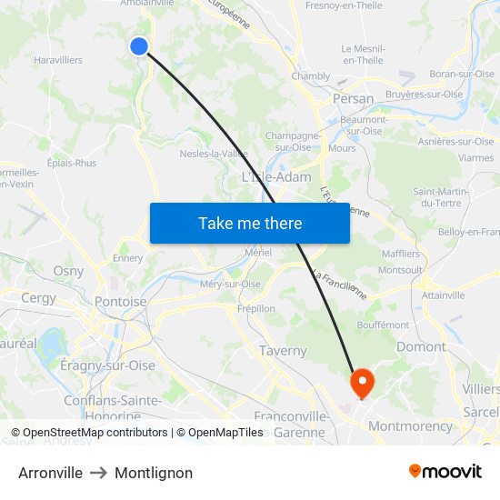Arronville to Montlignon map
