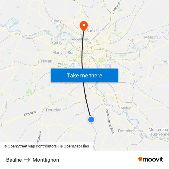 Baulne to Montlignon map